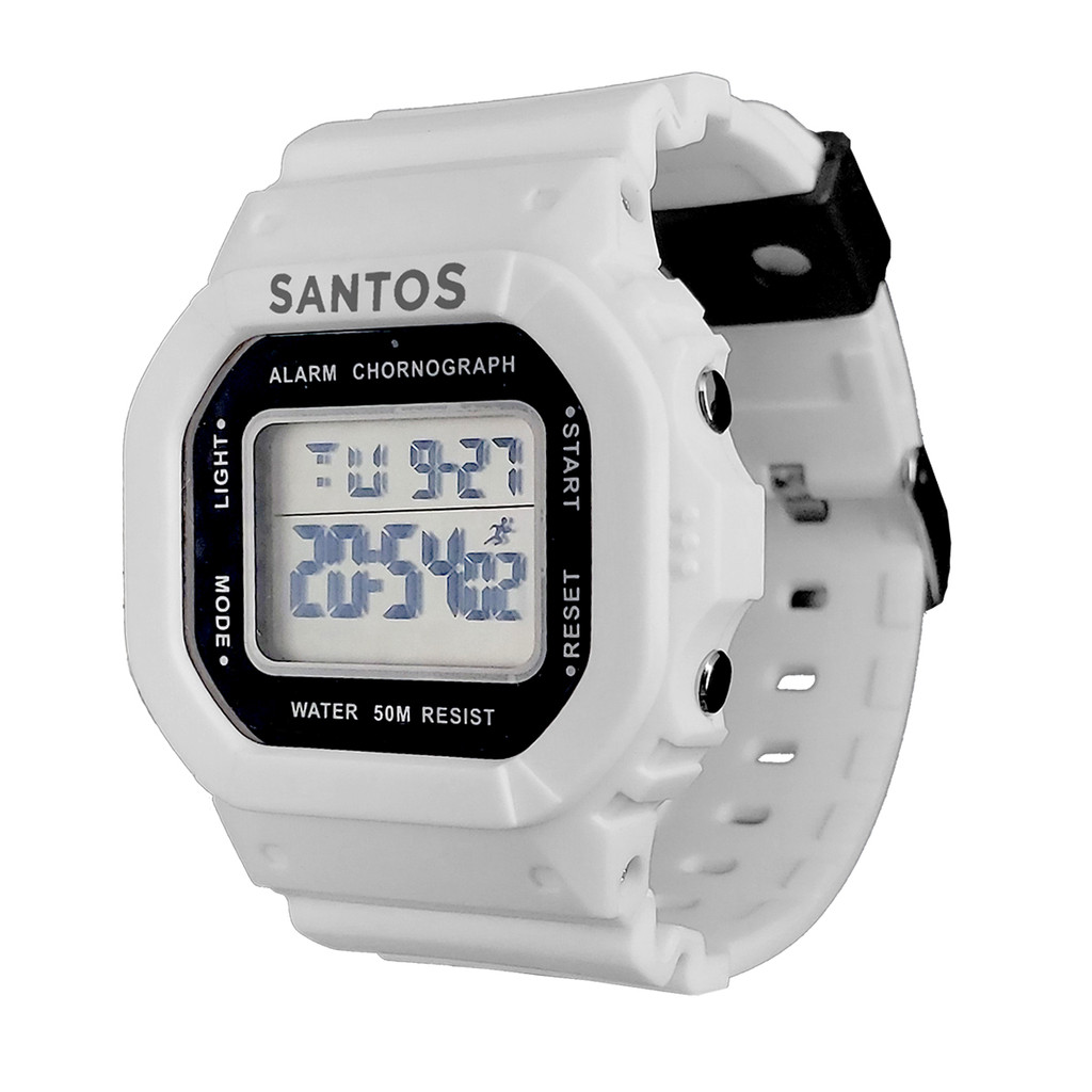 Relógio Santos FC Oficial Digital Esportivo Branco SAN-DIGI1-1 em Oferta na Shopee
