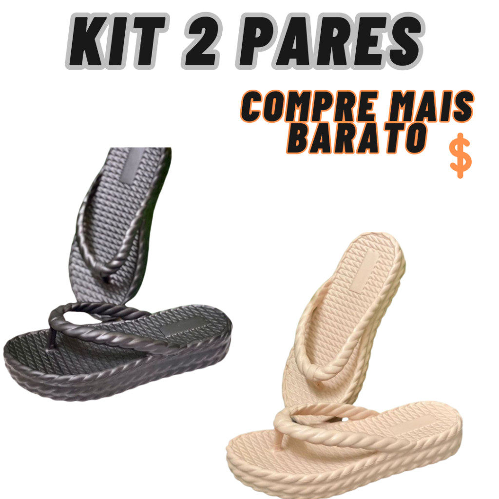 Kit pares Chinelo Trança Feminino Plataforma Confortável Nuvem Blogueiras