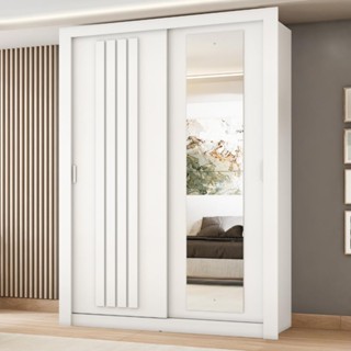Guarda Roupa Solteiro 2 Portas Darvi Lux Carraro Ripado Branco em Oferta na Shopee