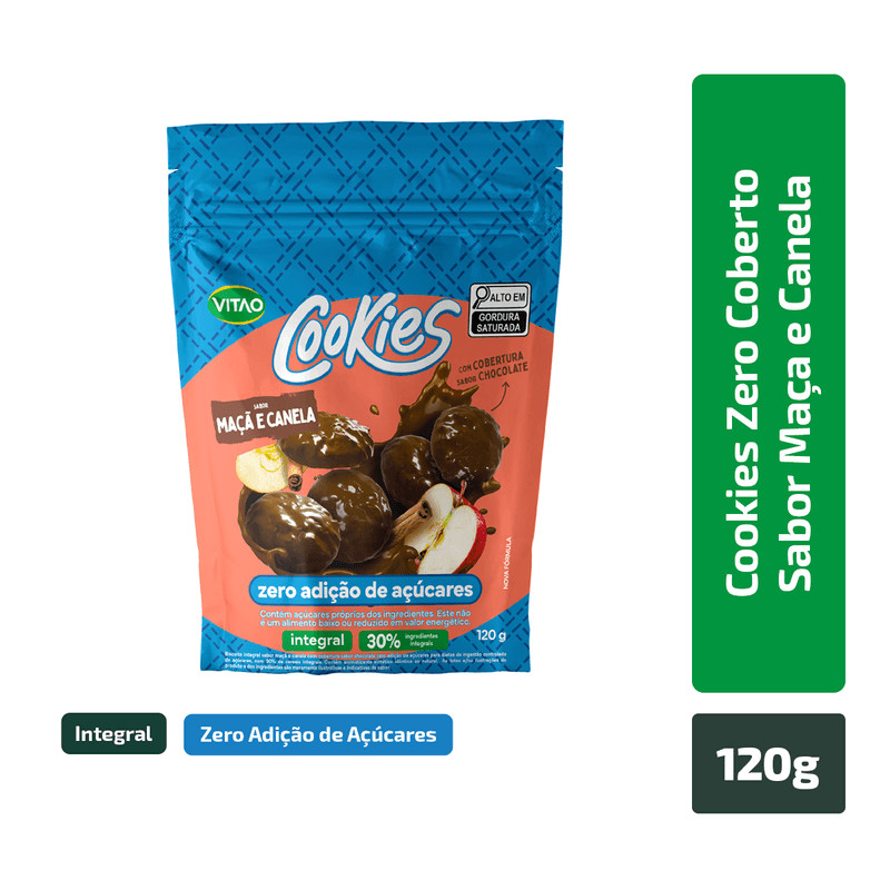 Cookies Zero Maçã E Canela Coberto Com Chocolate Vitao 120g - Food & Beverages