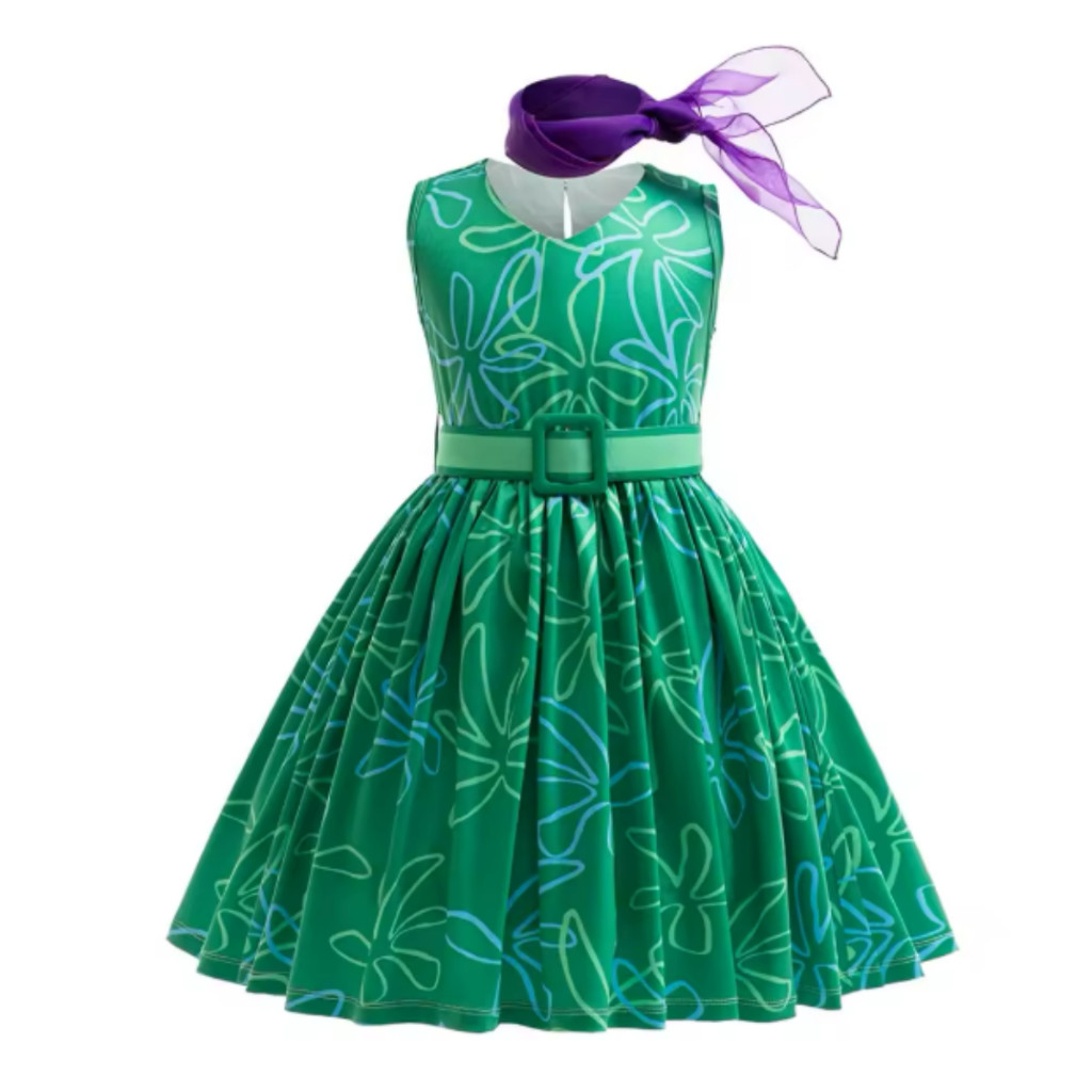 Fantasia Infantil Vestido Verde Nojinho Divertida Mente