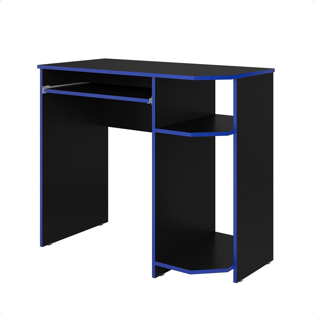 Mesa Gamer escrivaninha mesa escritório quarto Preto/Azul