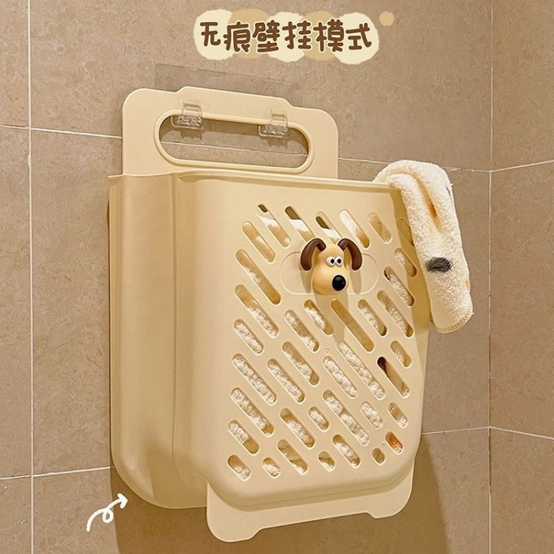 Cesto Organizador Roupas Sujo  tamanho G Multiuso Grande COM GANCHOS Dobrável De Parede Plástico Cesta