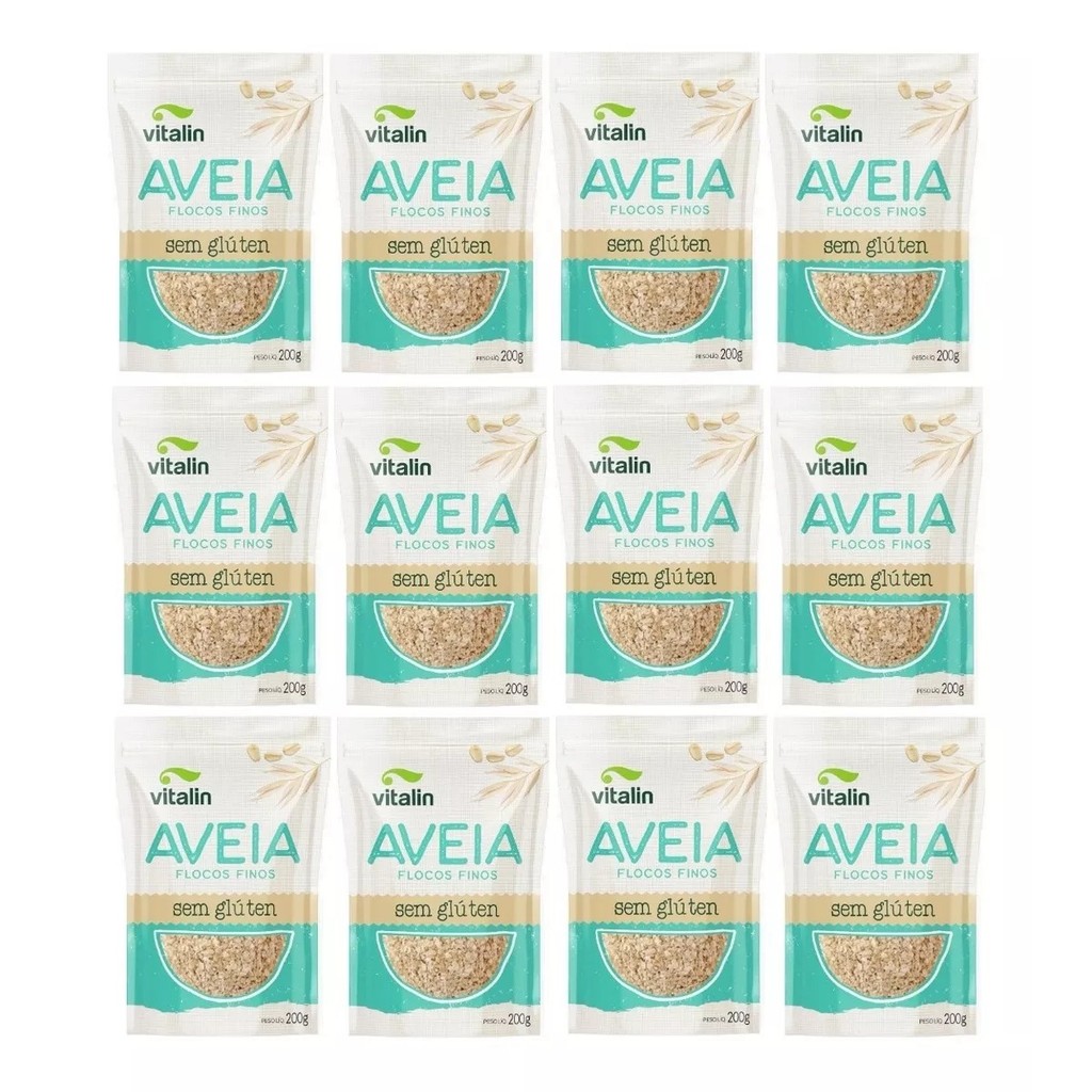 Kit 12 Aveia Em Flocos Finos Vitalin Sem Glúten em Oferta na Shopee