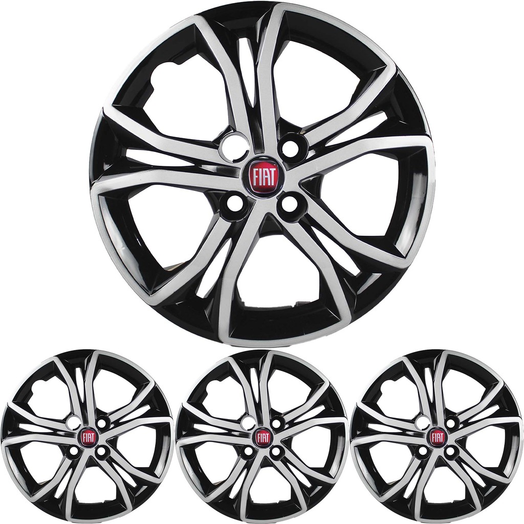 JG 4 Calota Argo 2023 +TODOS Aro 15 Black Piano com Prata Metálico com Emblema