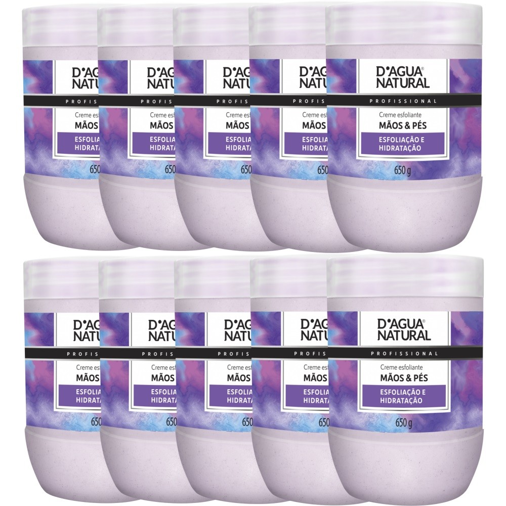 10 Esfoliante Mãos Pés Óleo Semente Uva 650g D'agua natural