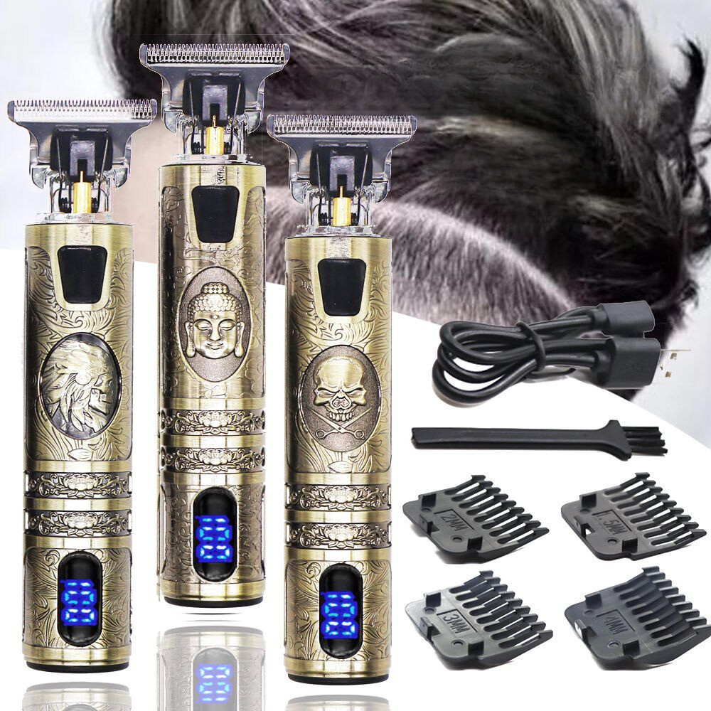 Maquina De Barbear Cortar Cabelo Aparador Profissional Barbeador Acabamento Sem Fio Portátil Com Visor Digital LED