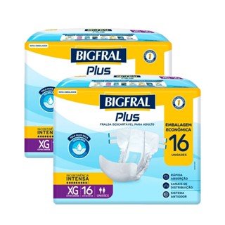 Kit 2 Fralda Bigfral Plus Econômica XG 16 Unidades Cada