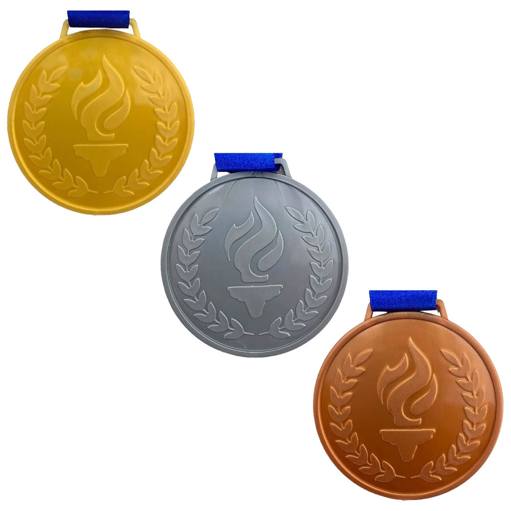 Medalha Olímpica Plástica Ouro Prata Bronze Honra ao Mérito com Cordão