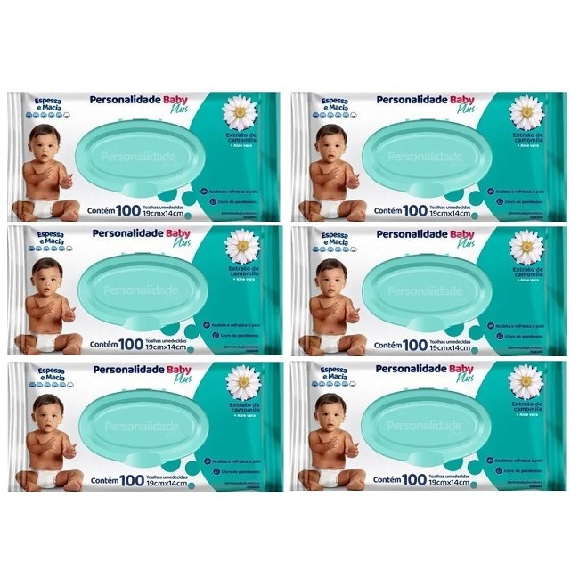 Kit 06 Toalha Umed. Personalidade Baby Plus 100Un - Eurofral
