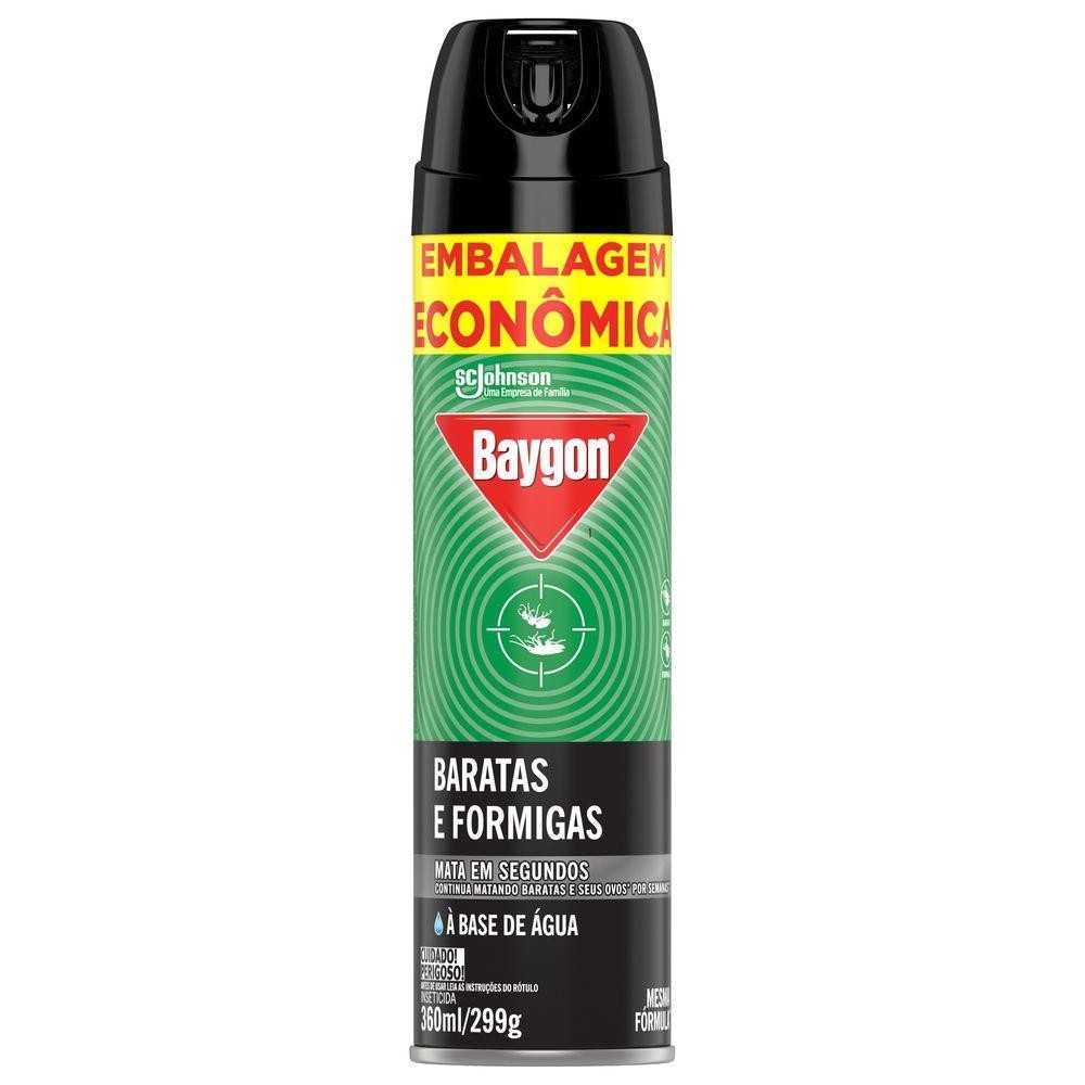 Inseticida Aerossol Baygon Mata Baratas e Formigas 360ml Embalagem Econômica - Home & Living
