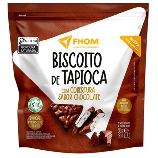 Biscoito de Tapioca com Chocolate 60g Vegano Sem Glúten FHOM em Oferta na Shopee