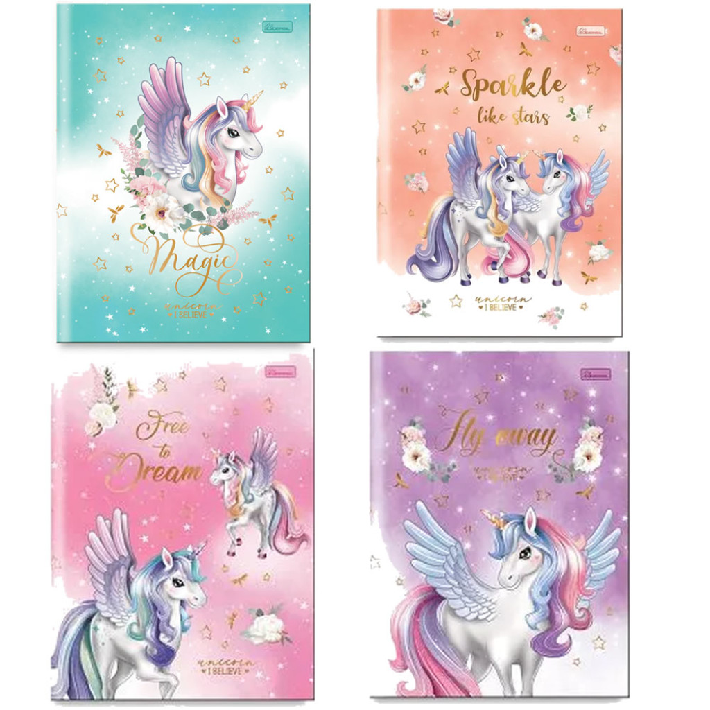 CAD ESC BROCH 1 4 UNICORN I BELIEVE 80 F   CADERSIL   707070 em Oferta na Shopee