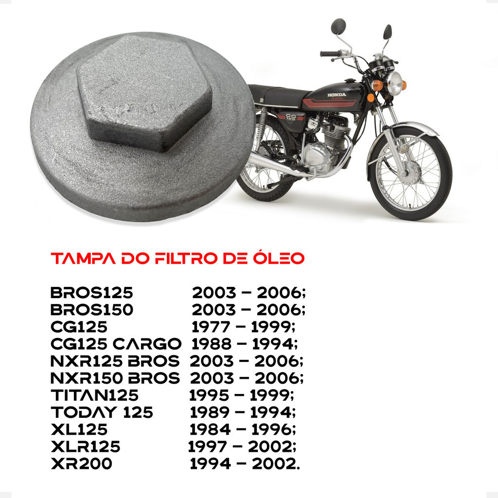 Tampa Bujão Do Óleo Carter Honda Cg Titan 125 Fan 125 1995 a 1999 2005 a 2008 Tampa De Valvula — imagem 2 de 2