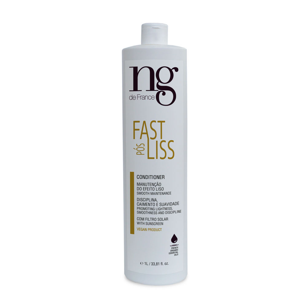 Condicionador Creme Hidratante Pós Fast Liss Alisamento NG de France 1L Manutenção do efeito liso Ação disciplinante