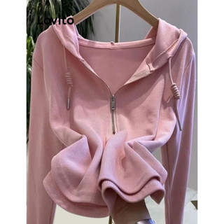 Lovito Camiseta Feminina Casual Com Zíper Liso LNA44010