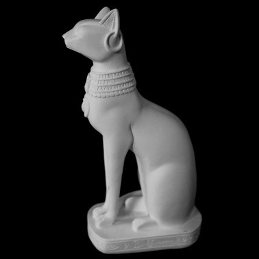 Imagem Gato Egípcio Liso com Jóias em Relevo - 24x15x09cm em Gesso para Pintar Grande