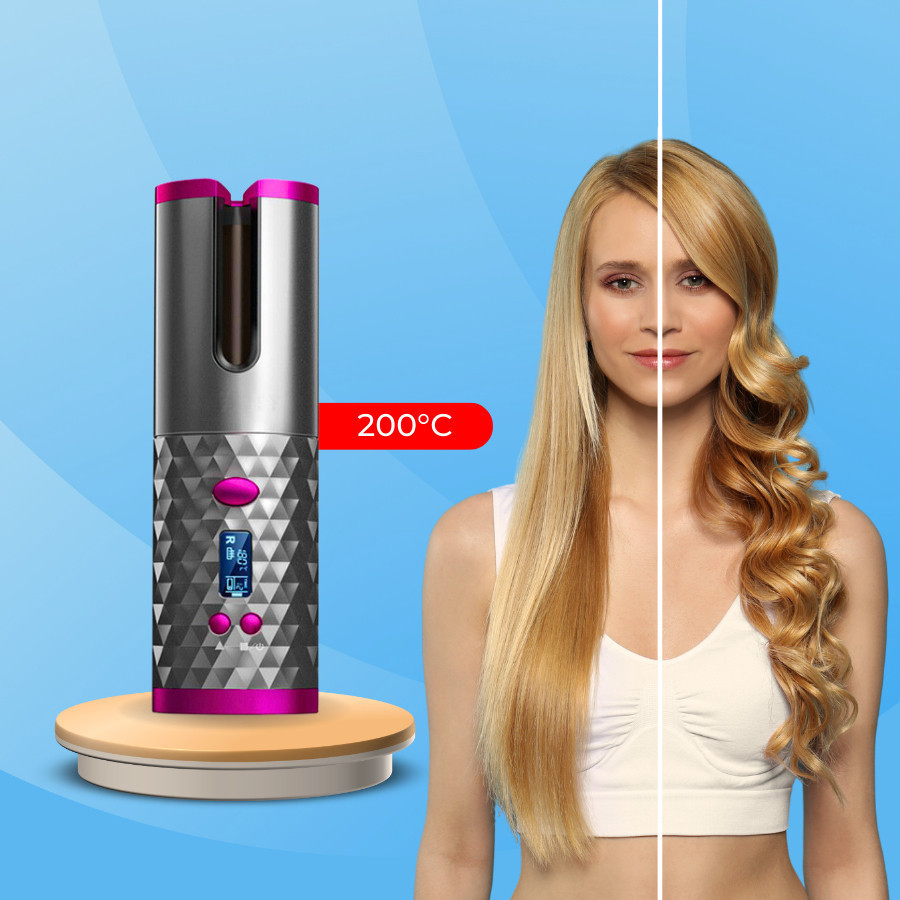 Modelador de Cabelo Automático com Display LED | Cachos Perfeitos | Cerâmica | Curling Wand | Steampod LOJA ECOM