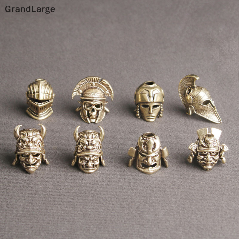 [GrandLarge] 1 Peça Contas De Capacete Samurai Vintage Tecido Cordão Pingentes Guarda-Chuva Ao Ar Livre Corda De Latão A