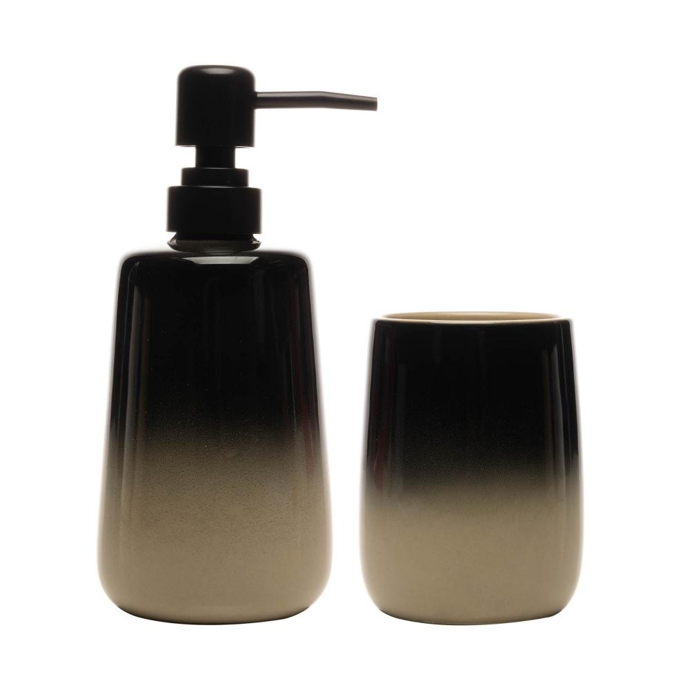 2 Peças para Banheiro Wolff de Cerâmica Degradê Bege e Preto em Oferta na Shopee