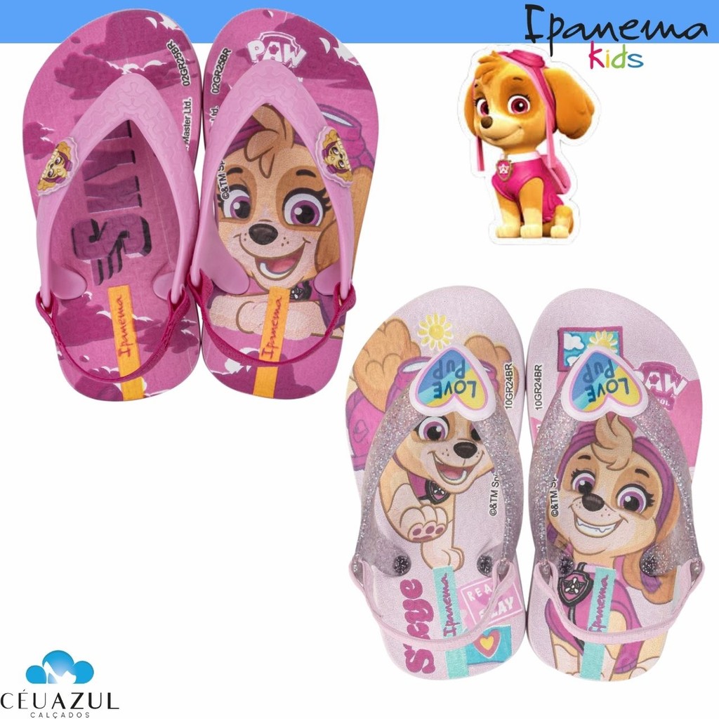 Chinelo Infantil Ipanema Feminino Patrulha Canina Friends Baby kids Conforto