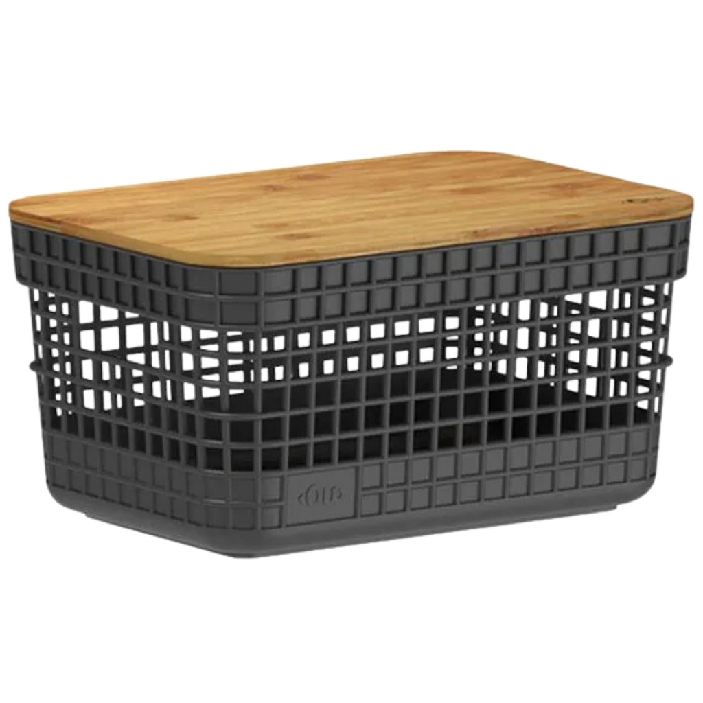 Cesto Organizador Roupas Lavanderia Área De Serviço Banheiro Quarto Tampa Em Bambu 2,5l Preto Ou em Oferta na Shopee