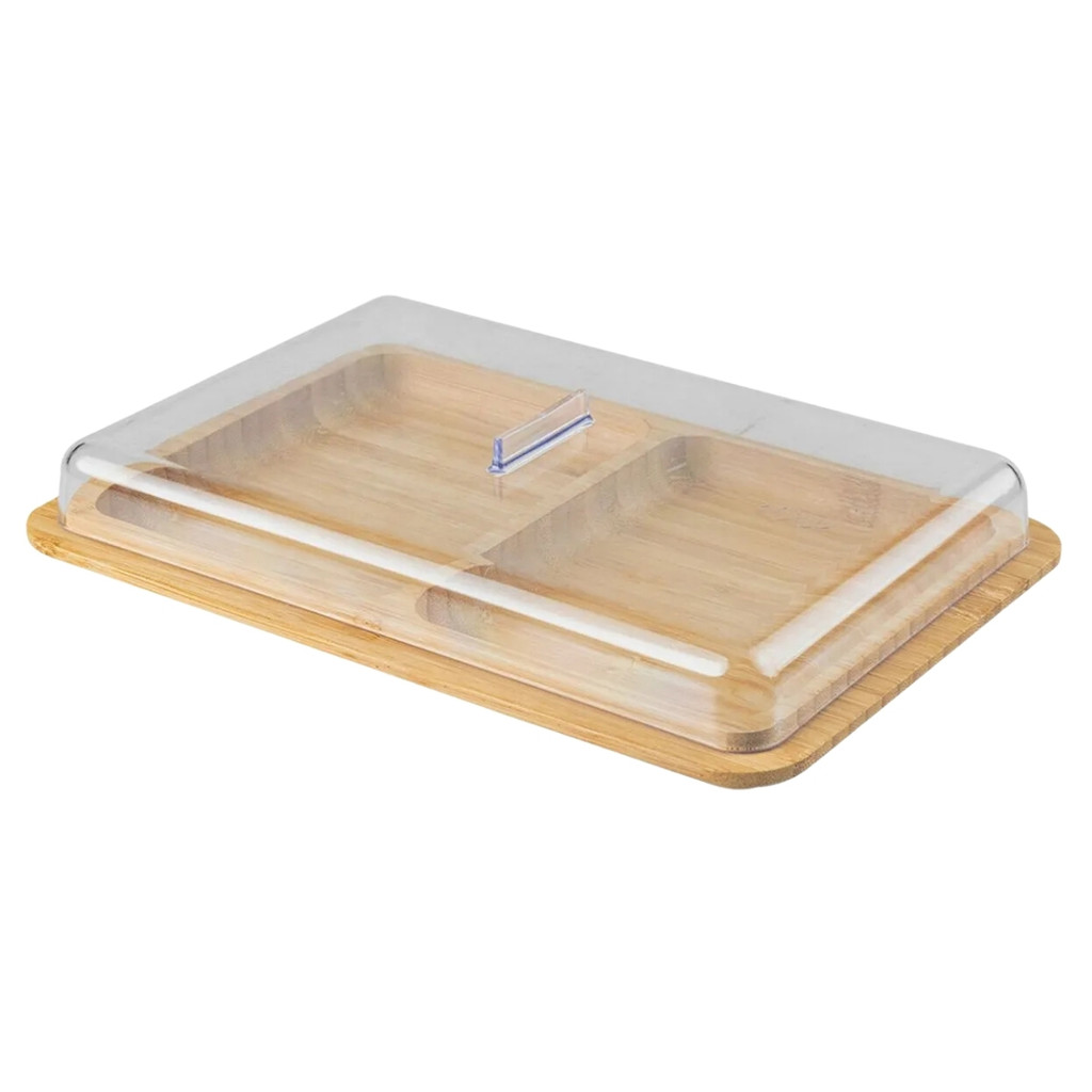 Porta Frios Duplo Em Bambu Com Tampa Em Acrílico Linha Sense OU em Oferta na Shopee