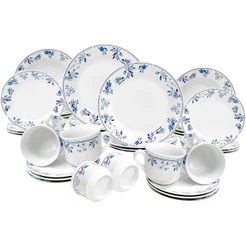 Kit 2 Aparelhos de Jantar Mayara Jogos de Pratos Rasos, Fundos Sobremesa Xicaras Pires
