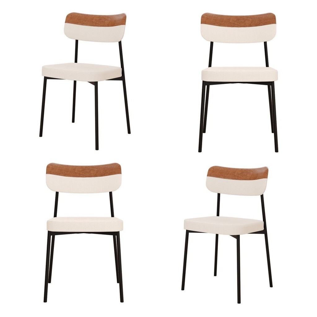 Kit com 4 Cadeiras para Sala de Jantar Mona Yescasa Palha Corriente/Caramelo