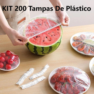 Novo Kit Com 200 Tampas De Plástico descartável para alimentos em Oferta na Shopee