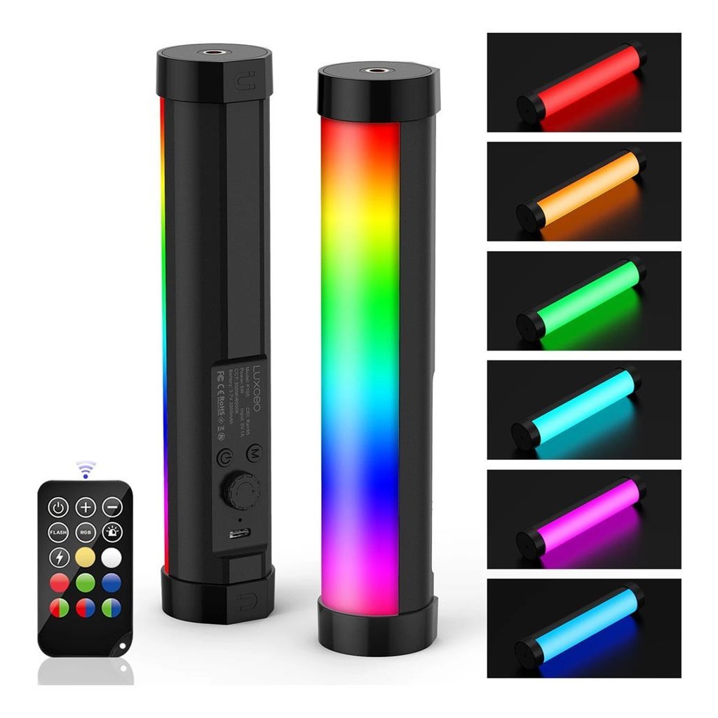Iluminador Bastão Tubo Preenchimento Led Rgb Portátil Luxceo P100 Com Controle Remoto