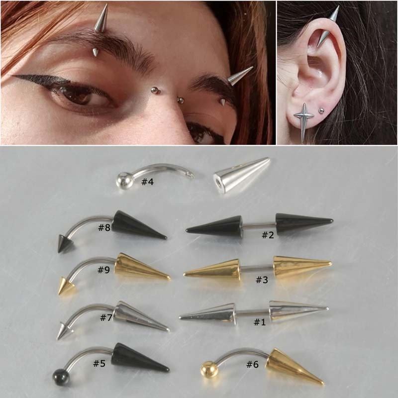 1 Peça De Rebite De Aço Inoxidável Estilo Punk Unisexo Orelha Piercing Pinna Helix 16Gauge