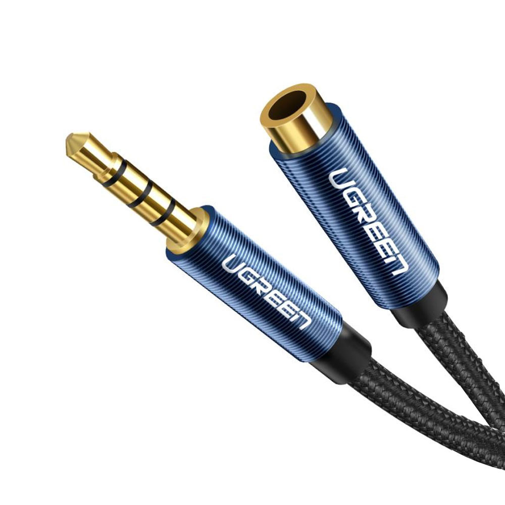 Cabo de Áudio Extensor Ugreen 3.5mm Macho/Fêmea 0.5 Metro Preto - Audio