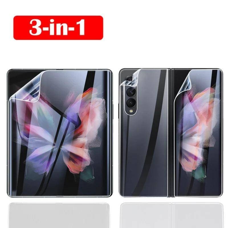 Samsung ZFold5 ZFold4 ZFold3 ZFold2 1-2Sets 3 Em 1 9D Protetor De Tela De Filme De Hidrogel Macio Transparente HD Para Galaxy Z Fold3 Fold2 5G Fold5 Fold4 W24 W23 W22 W21