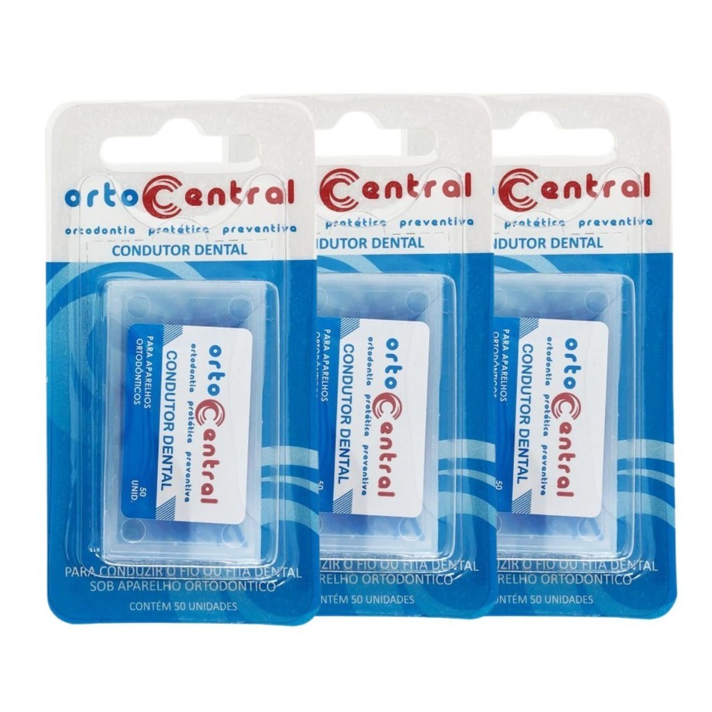 Kit 3 Condutor De Fita e Fio Dental Passa Fio C/ 50 Unidades