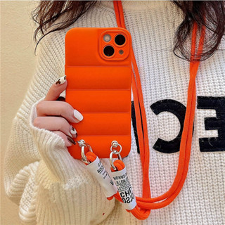 Tiracolo Colar Tira Cordão Jaqueta Silicone Macio Capa De Telefone Para iPhone 15 14 13ProMax 12 11 XS XR 78 Plus Puffer em Oferta na Shopee