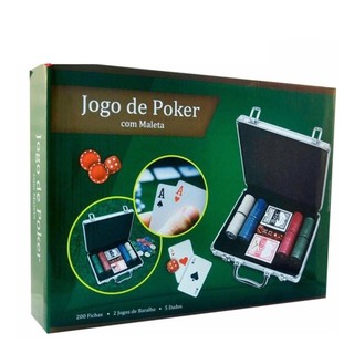 Jogo De Poker Maleta 200 Fichas Numeradas 2 Baralhos 5 Dados / Jogo de cartas / Kit de poker /  Jogo de estratégia