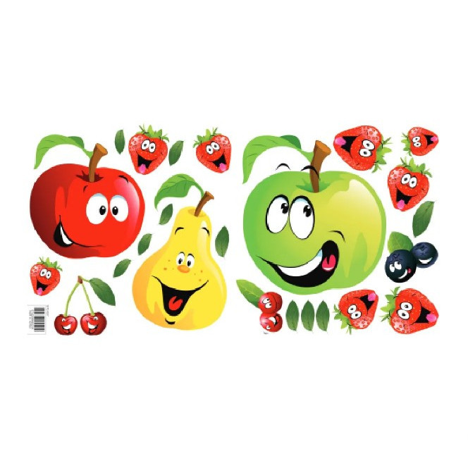 Adesivo Decorativo para Geladeira, Móveis ou Papel de Parede Tema Frutas Divertidas
