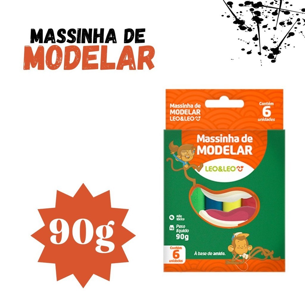 Massinha de Modelar Caxinha Com 6 cores 90g Leonora