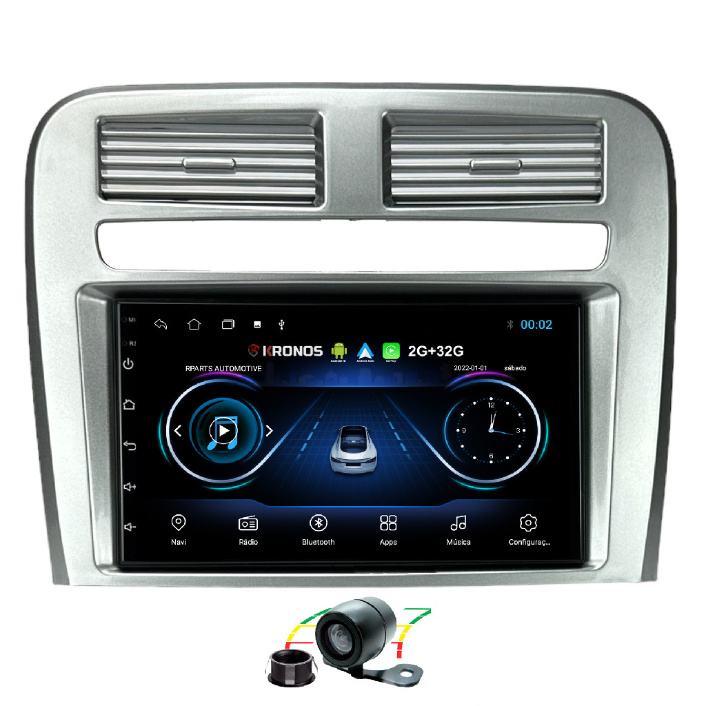 Kit Central Multimidia Android Fiat Punto 2008 a 2012 Prata