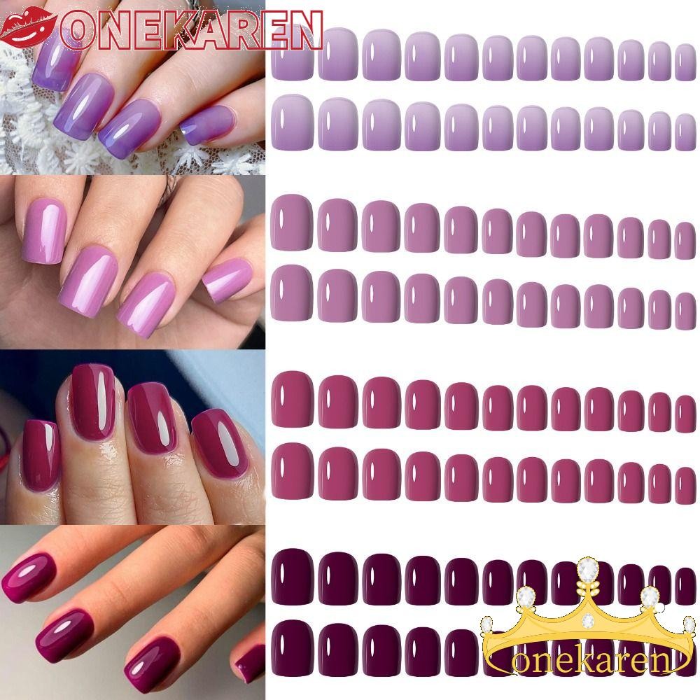 KR 96 Peças De Unhas Postiças , Quadradas Longas E Bailarina , Nials Falsos Franceses , Prensa Destacável De Cor Pura Fo em Oferta na Shopee