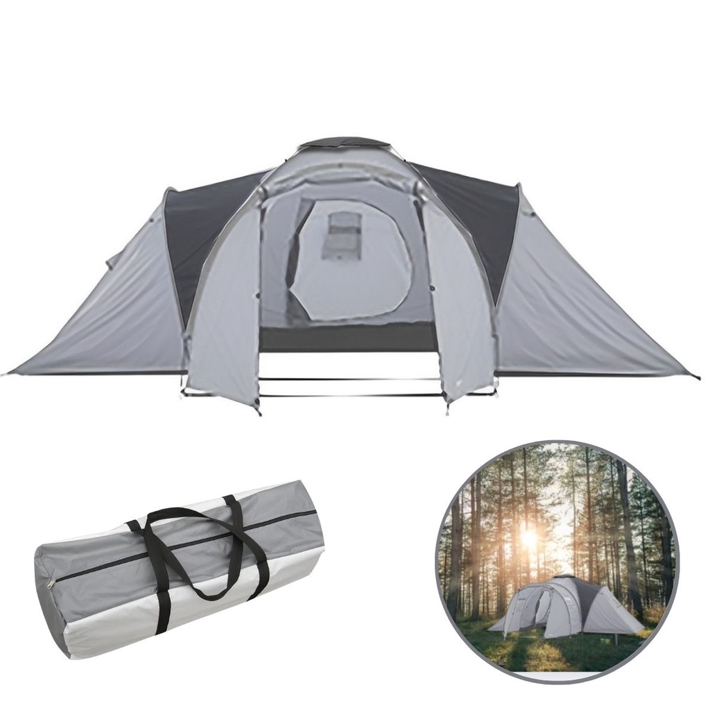 Barraca Acampamento Familia Importway Grande 7 Lugares Cor Cinza