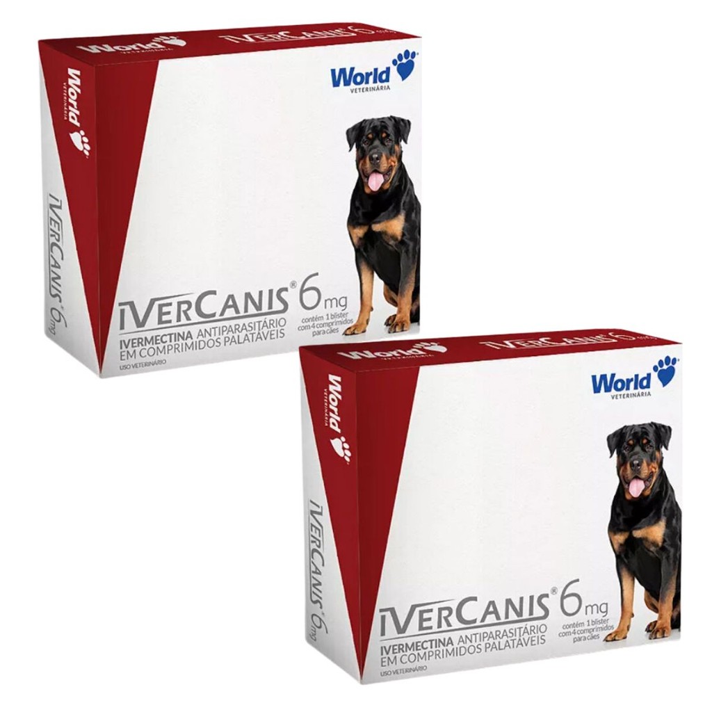 02 Ivercanis 6mg Ivermectina Cães 30kg 4 Comprimidos World
