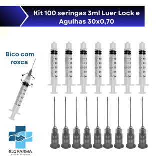 kit Seringa 3ml Luer Lock (rosca) descartavel com Agulha 30x0,70 <<ENVIO IMEDIATO>> em Oferta na Shopee