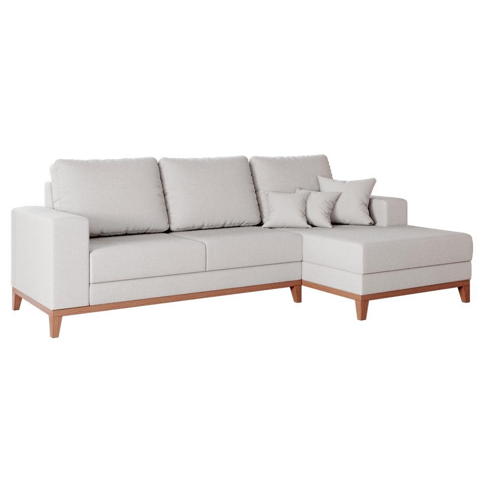 Sofá 3 Lugares Belgrado com Chaise Direito Linho Cru 230 cm em Oferta na Shopee