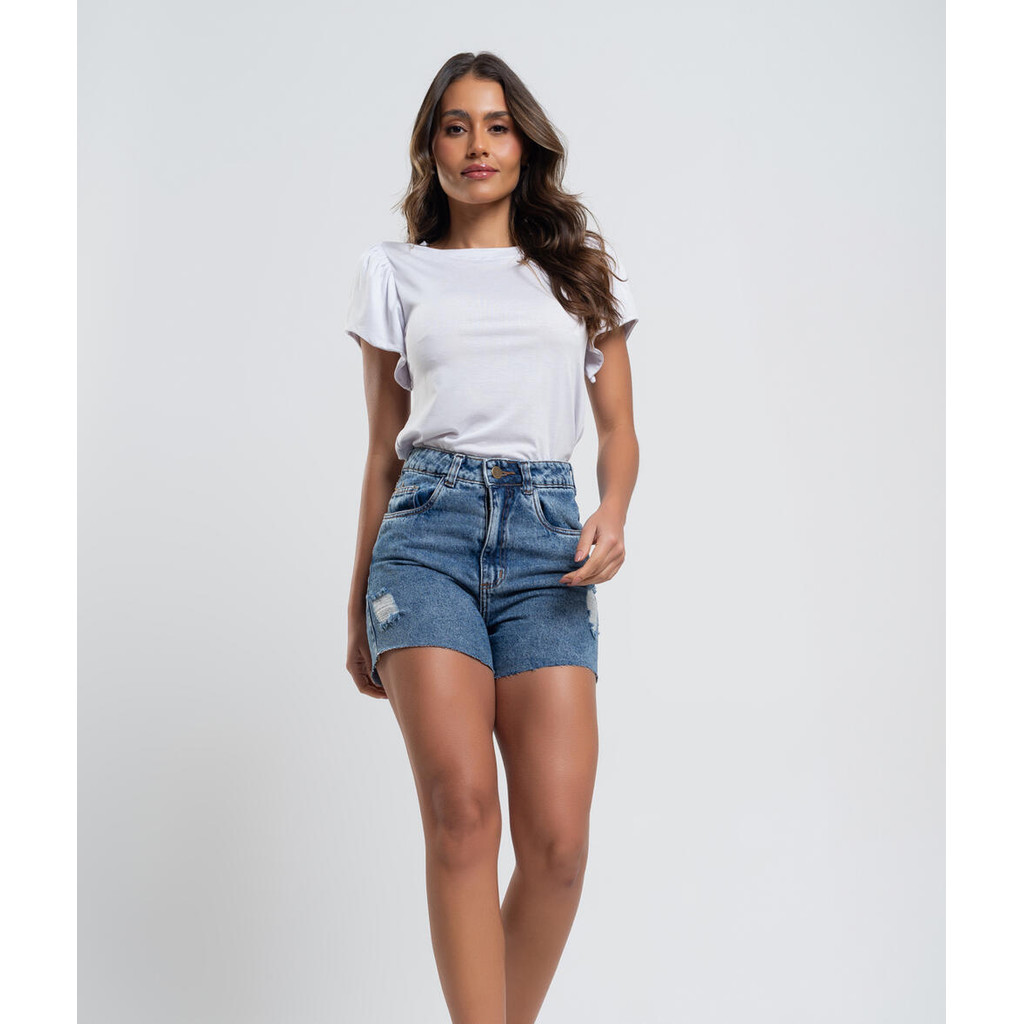 Short Jeans Barra A Fio Top Salvatore Fashion