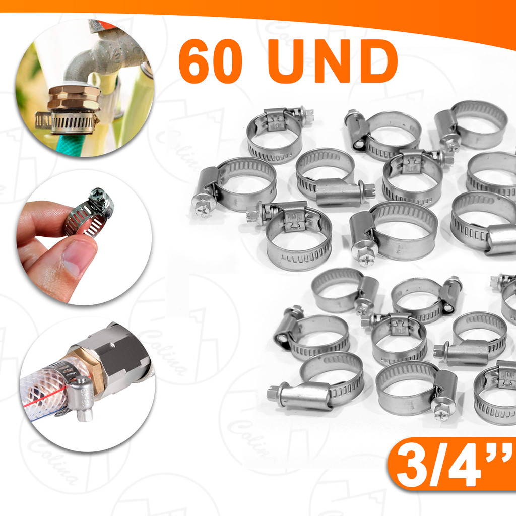 Kit 60 Abraçadeira Ferro E Aço Inox Vedação Para Mangueira 3/4'' (13-19mm)
