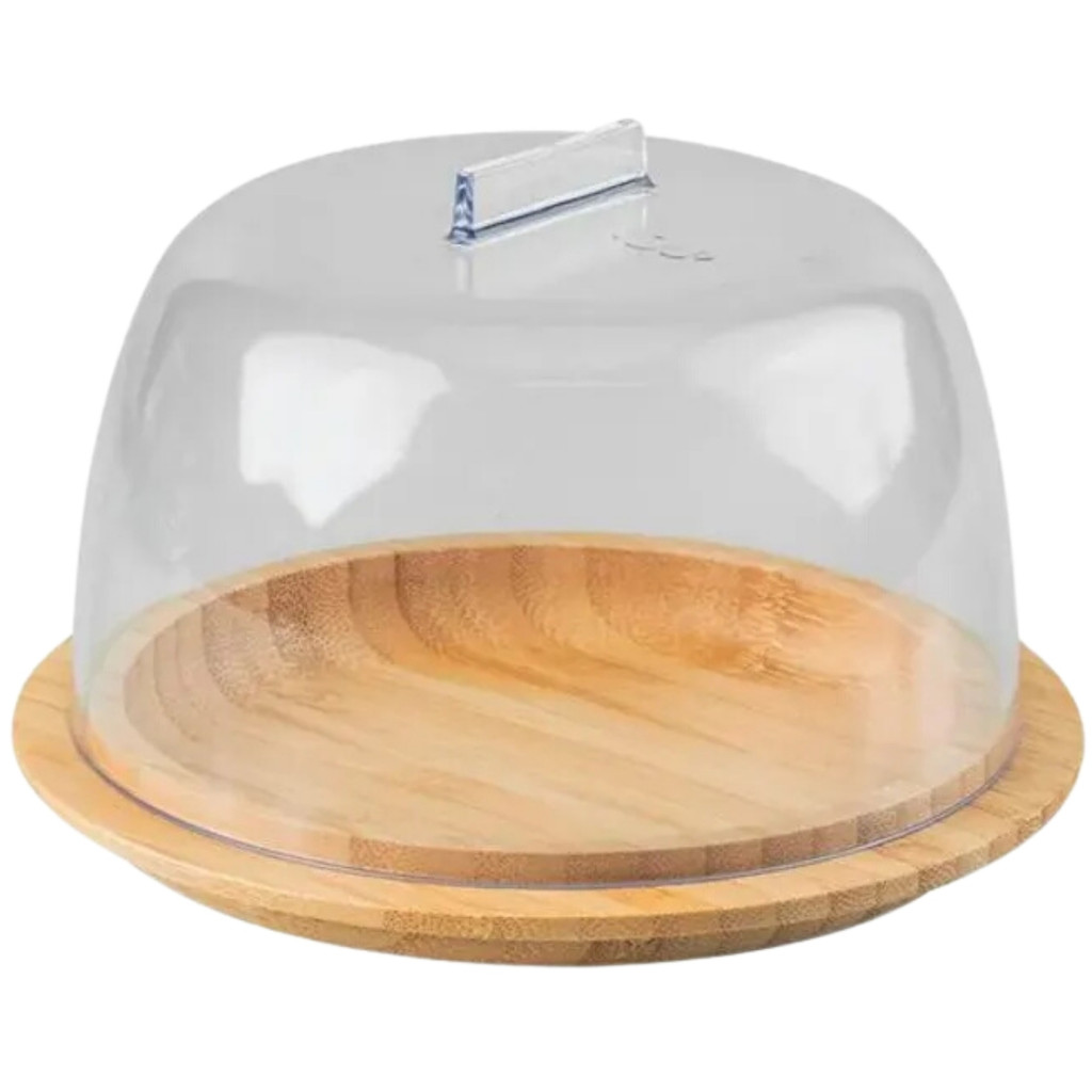 Queijeira Redonda Porta Queijo Minas De Mesa Em Bambu Tampa Em Acrílico 16cm Sense OU em Oferta na Shopee