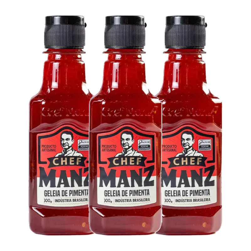 Geleia de pimenta artesanal sem conservantes e sem gluten 300g Agridoce Premiada Chef Manz 3 unidade