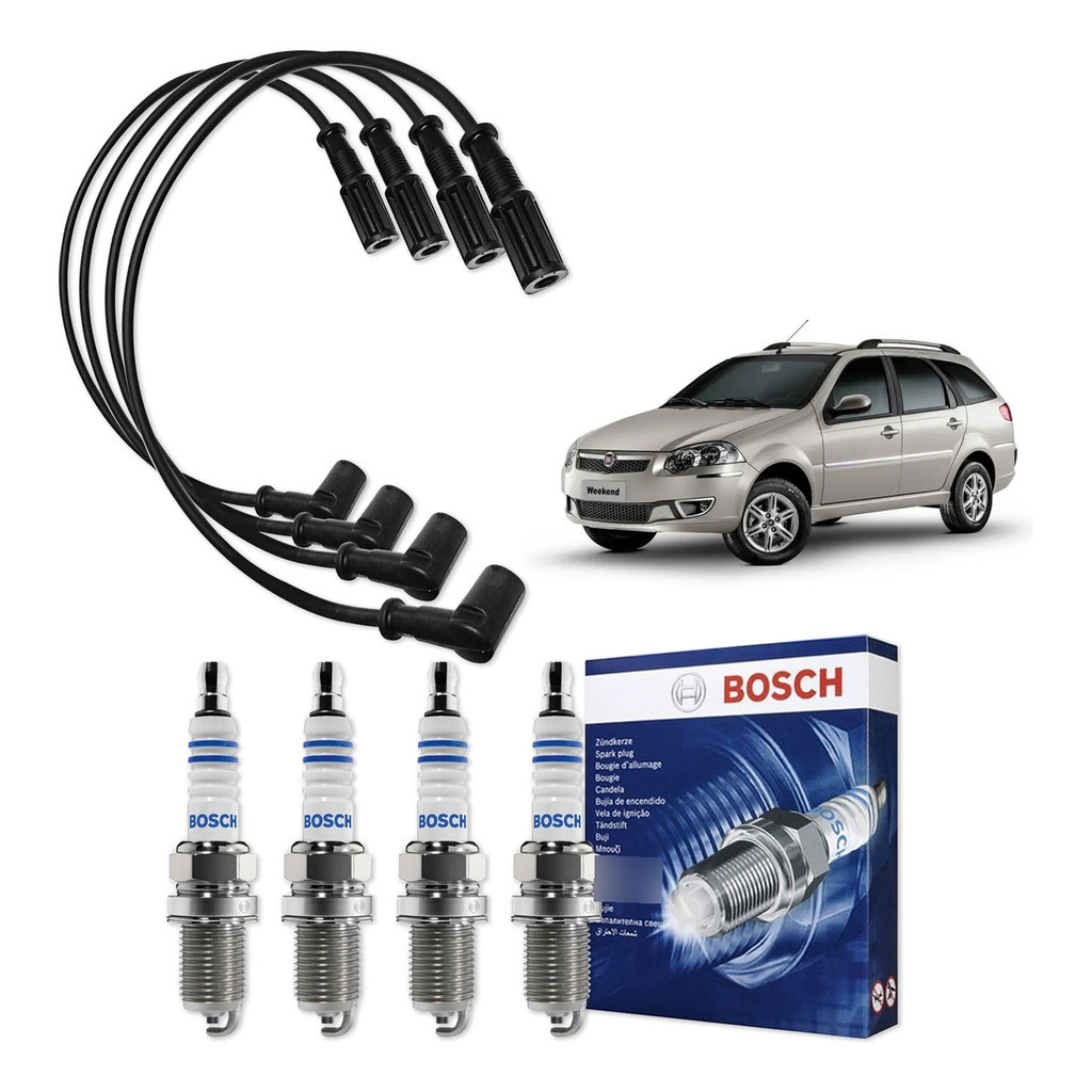 Kit Cabo E Vela de Ignição Original Bosch Fiat Palio Weekend 1.4 8V Flex 2012 A 2020